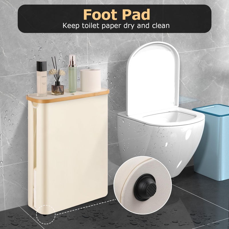 Dotpilgo Extra Large Toilet Paper Storage Basket with Lid 49L Slim Toilet Paper Basket Holder Bin Container Organizer for Bathroom Hold up to 20 Regular Rolls or 15 Mega Rolls - Image 4